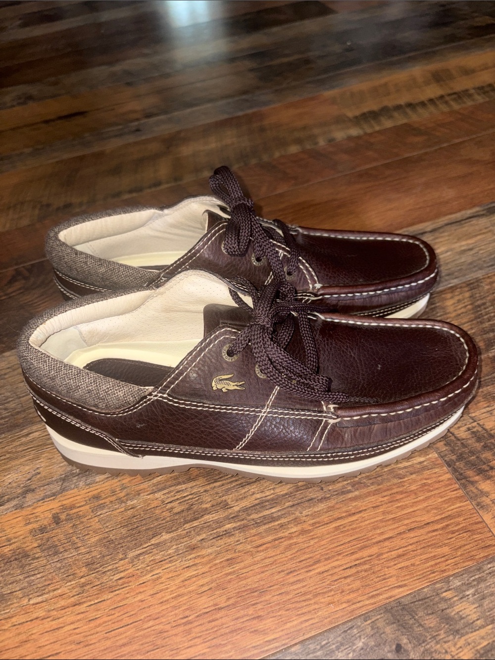 Lacoste Tahko Cab Mix Brown Leather Boat Shoes Men’s US 8 / UK 7
